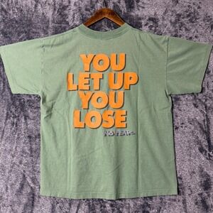 Vintage 90s No Fear T Shirt XL Green You Let Up You Lose Skater Streetwear
